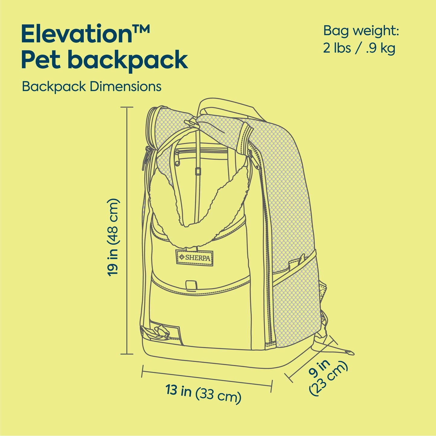 Elevation Pet Backpack for Cats & Dogs, Blue, Medium