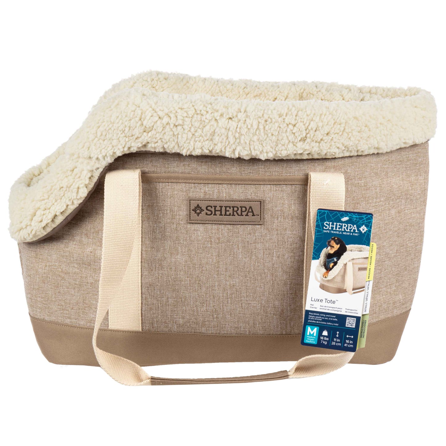 Luxe Tote Fashionable Pet Carrier, Tan, Medium