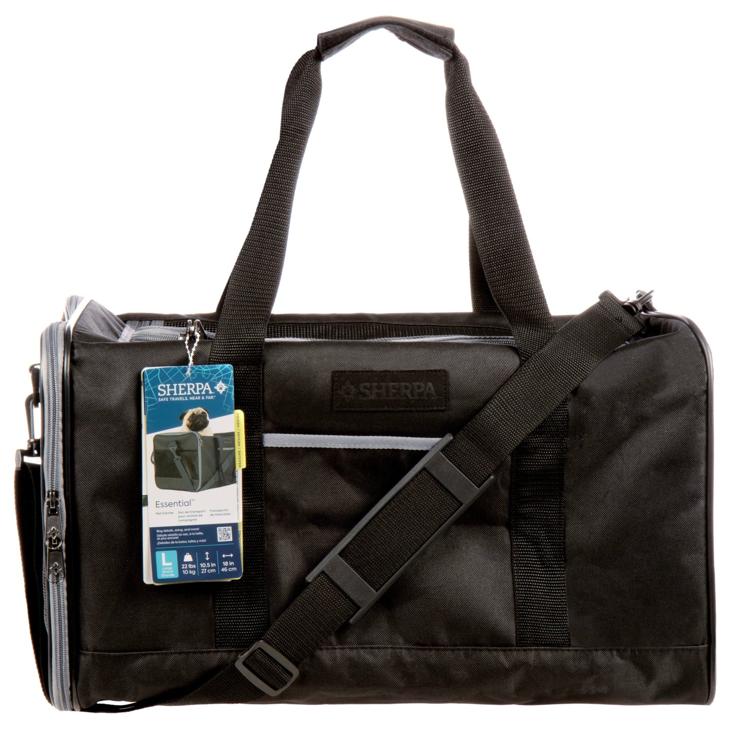 Essential Soft Sided Pet Carrier for Cats & Dogs, Black, Large