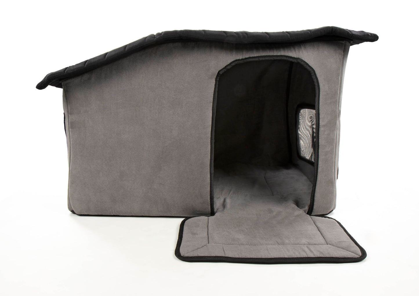 Portable, Soft Sided Indoor Pet Shelter - Gray