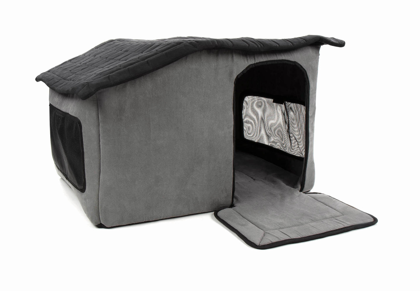 Portable, Soft Sided Indoor Pet Shelter - Gray