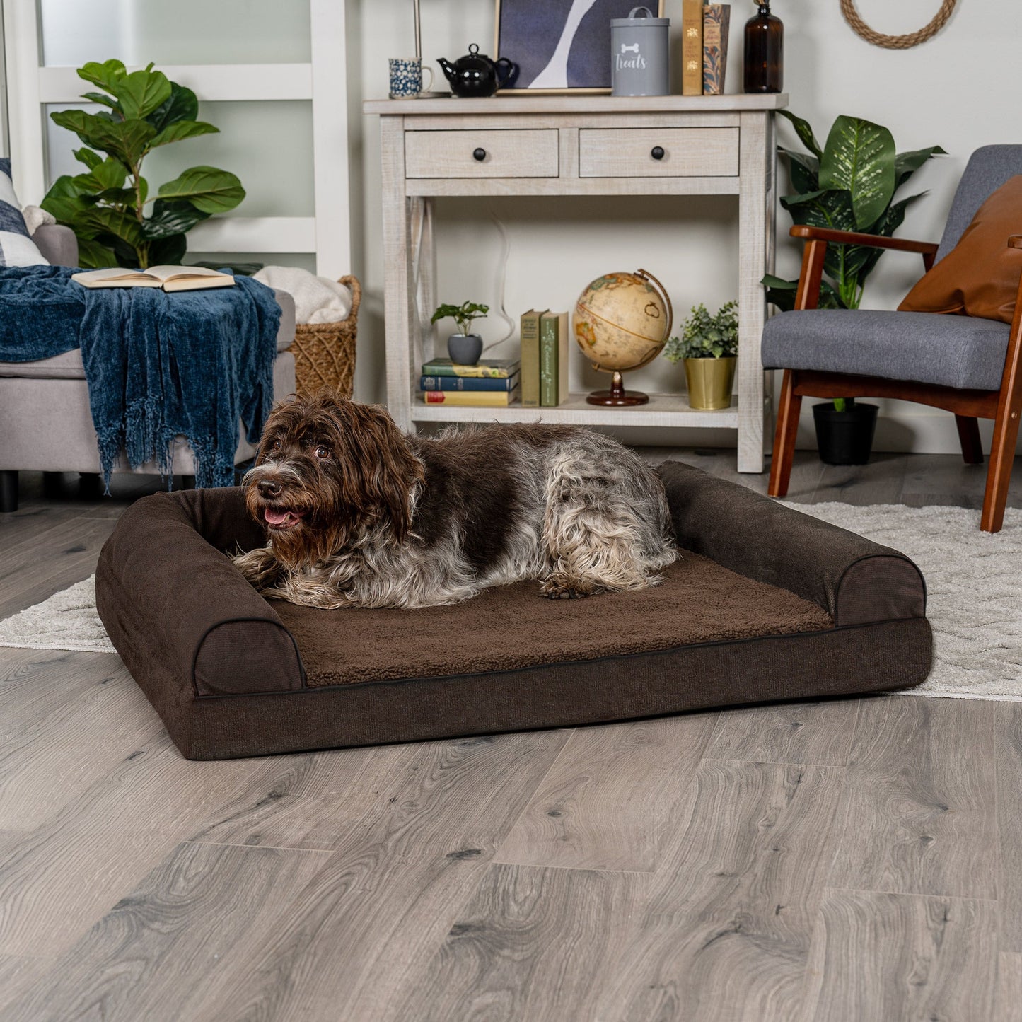 Sofa Dog Bed - Faux Fleece & Chenille