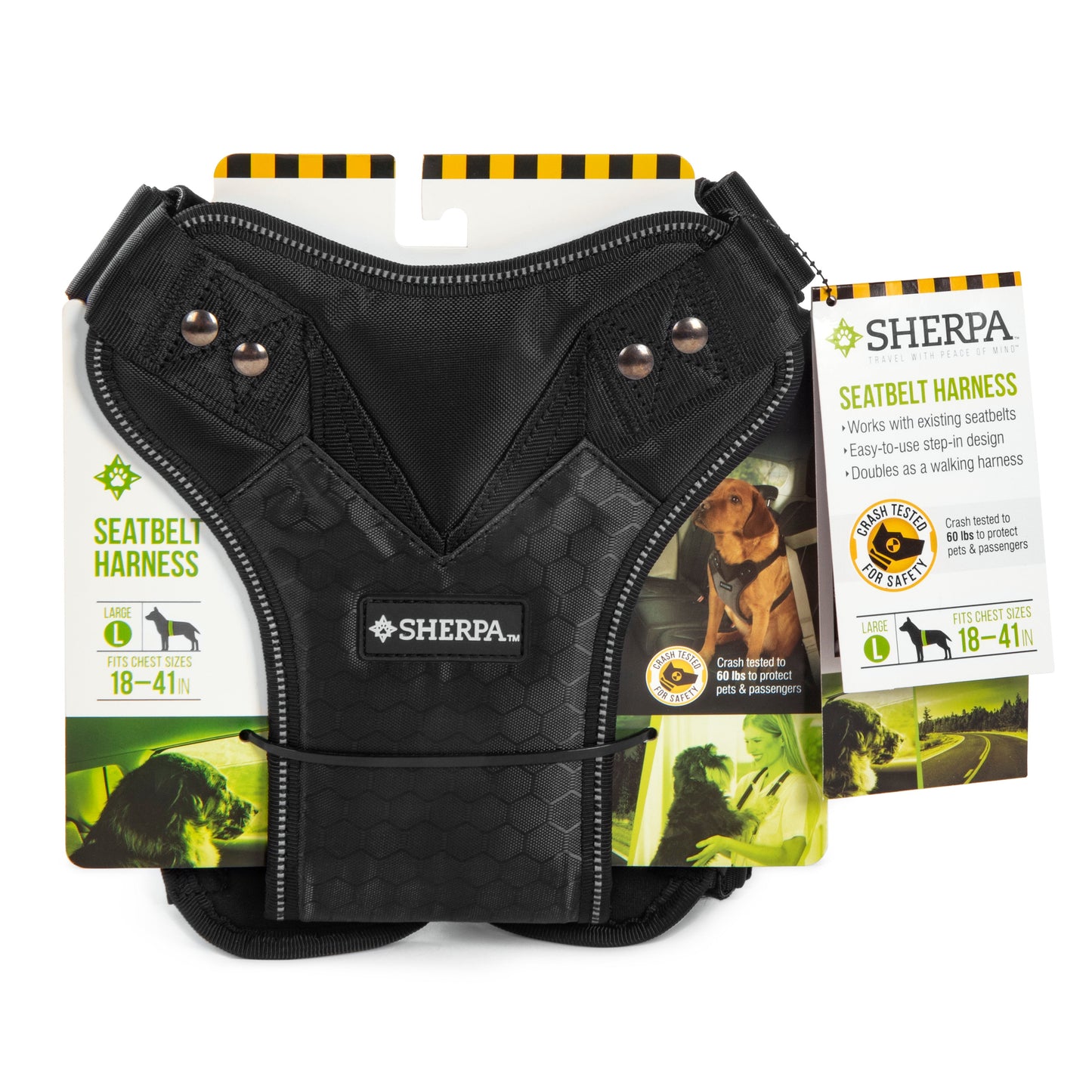 Seatbelt Harness, Crash Tested Dog Harness, Adjustable, With No-Pull D Ring