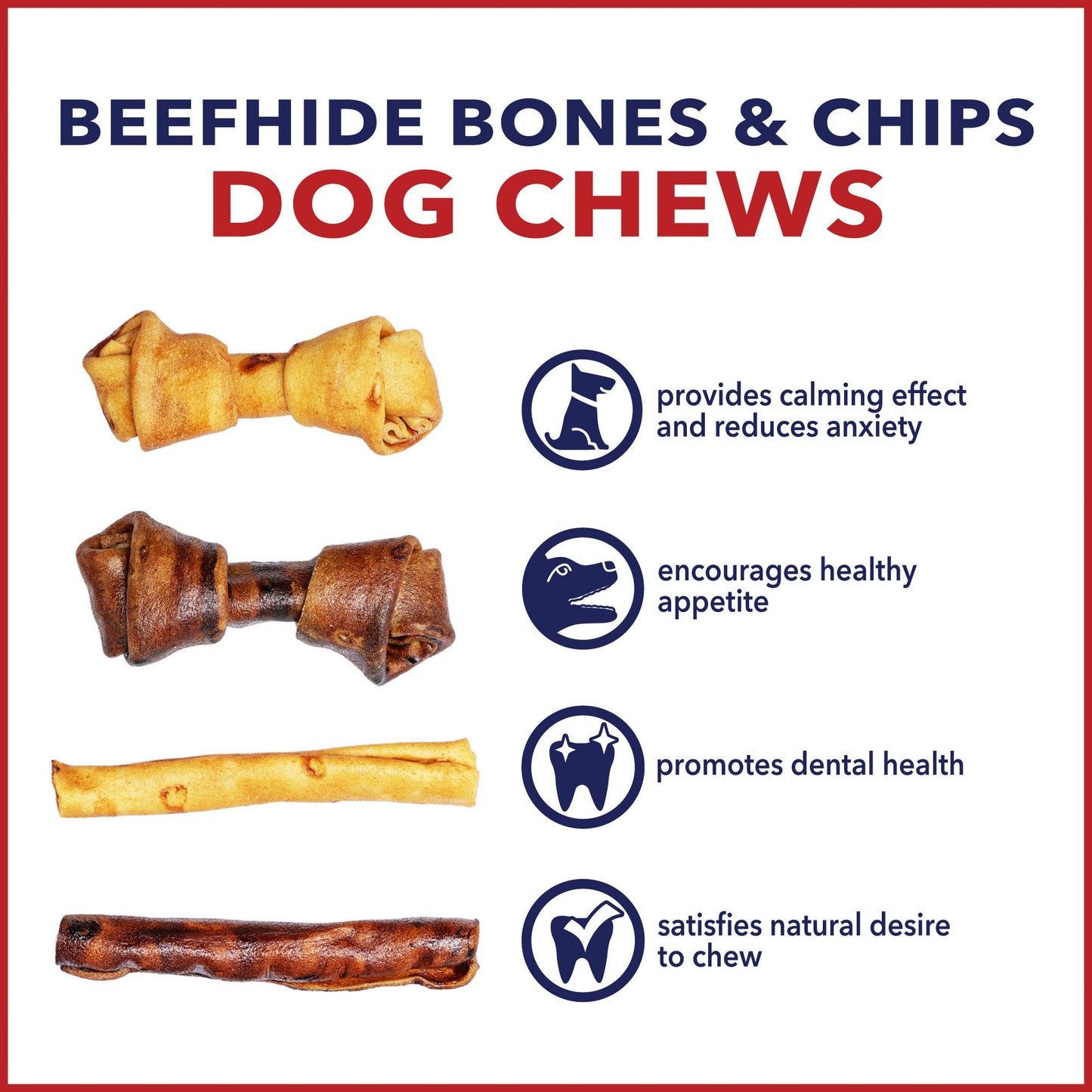 Pet Factory - Made in USA Beefhide Assorted (Beef & Chicken) - Variety (Bones & Chip Rolls), 25 pack