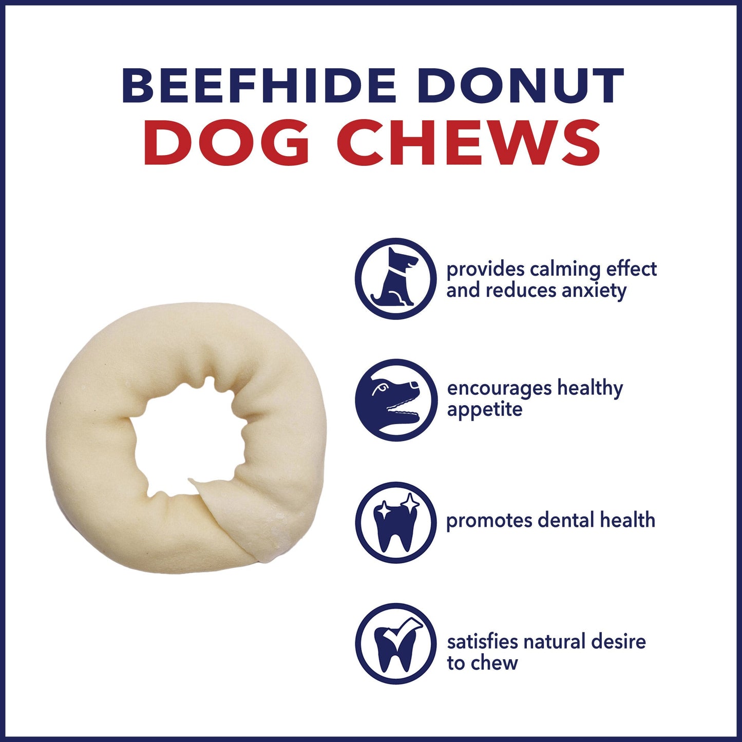 Pet Factory - Made in USA Beefhide Donuts Flavored Dog Treats, 12 count