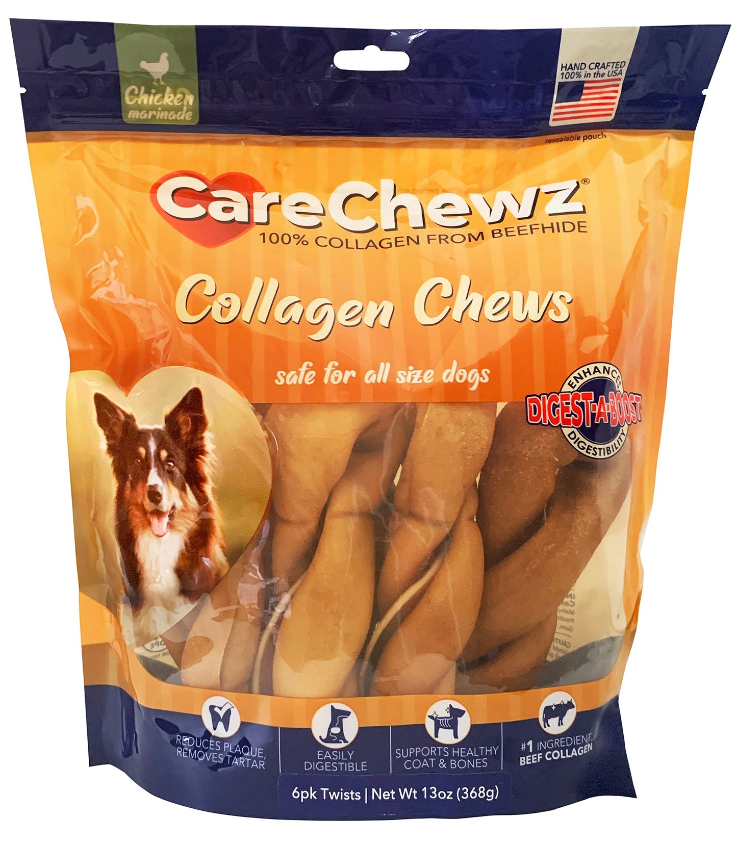 Pet Factory - CareChewz Collagen Twists Dog Treats, 6-7", 6 ct