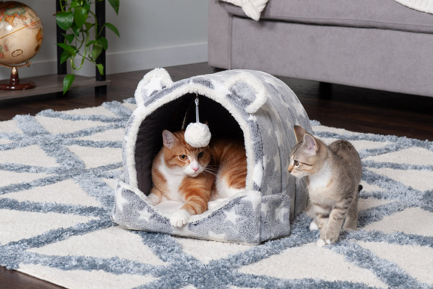 Fleece Snuggle Hideout Pet Bed - Fleece & Faux Fur