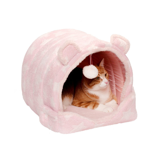 Fleece Snuggle Hideout Pet Bed - Fleece & Faux Fur
