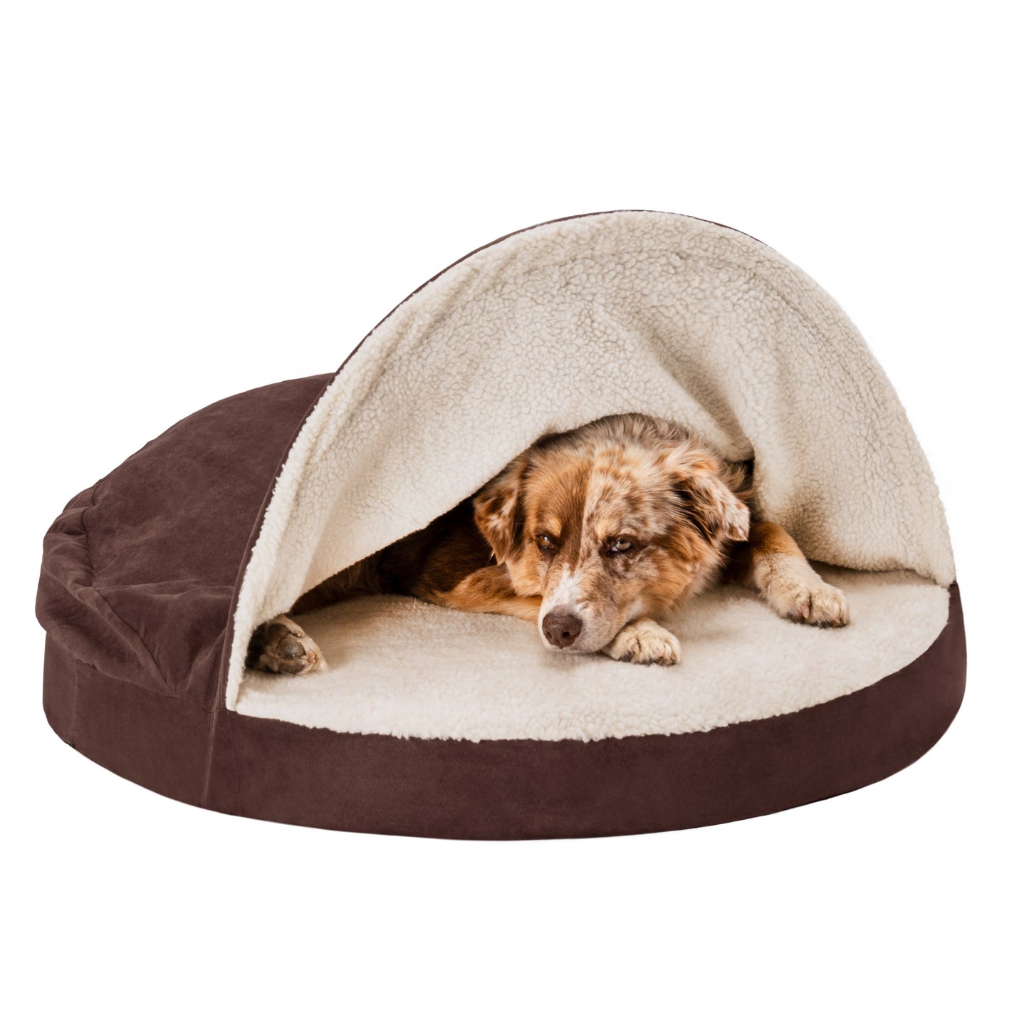Snuggery Burrow Dog Bed - Faux Sheepskin
