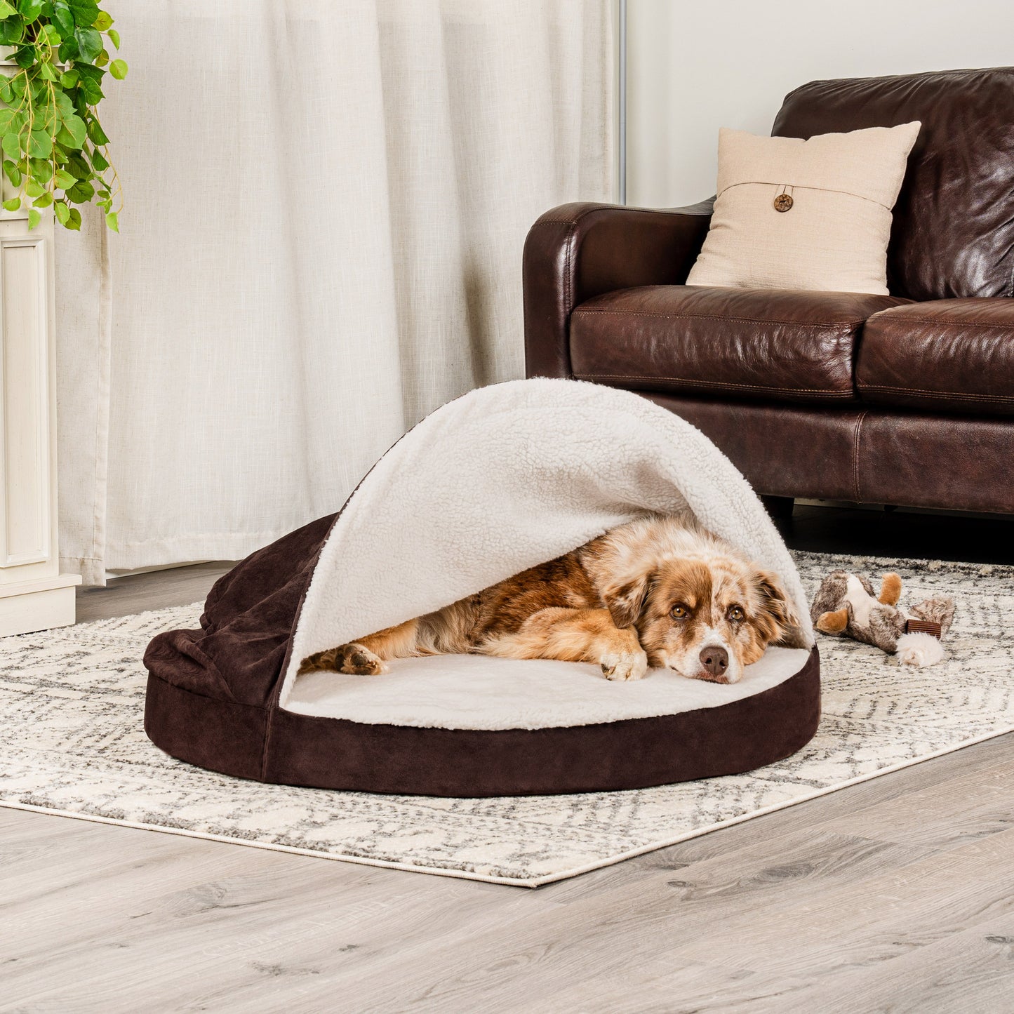 Snuggery Burrow Dog Bed - Faux Sheepskin