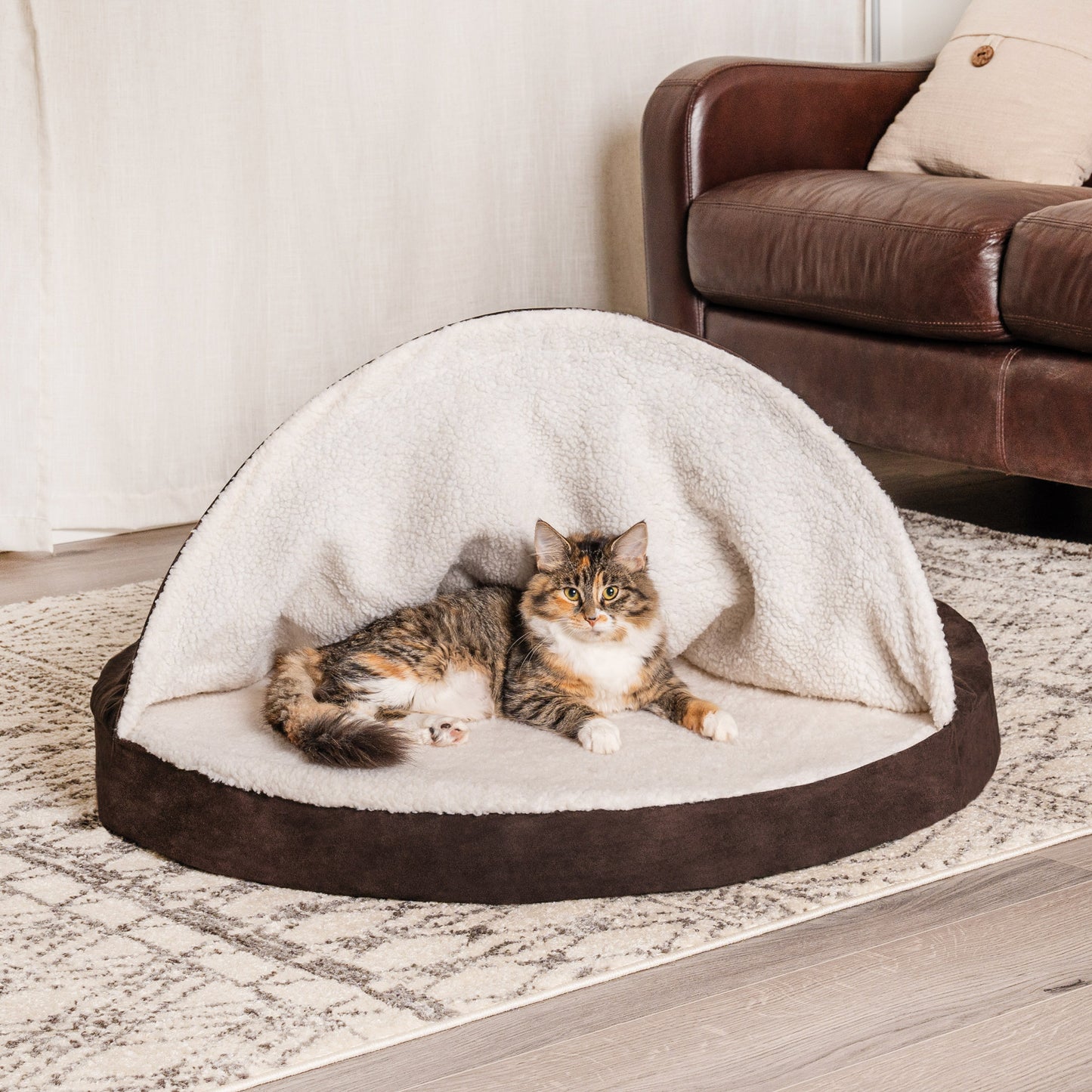 Snuggery Burrow Dog Bed - Faux Sheepskin