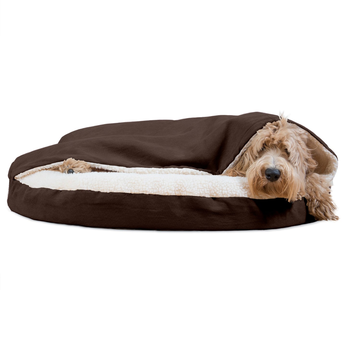 Snuggery Burrow Dog Bed - Faux Sheepskin