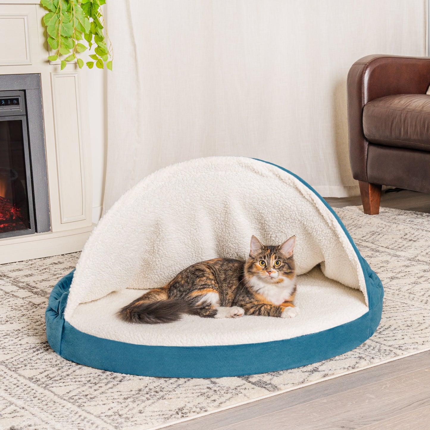 Snuggery Burrow Dog Bed - Faux Sheepskin