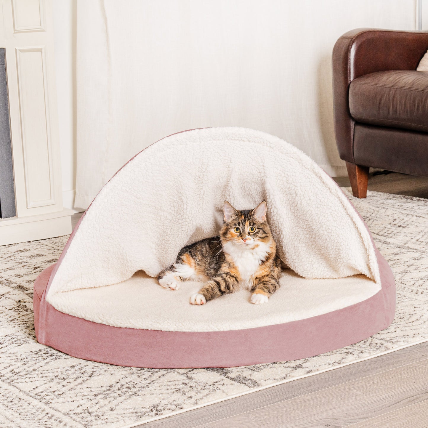 Snuggery Burrow Dog Bed - Faux Sheepskin