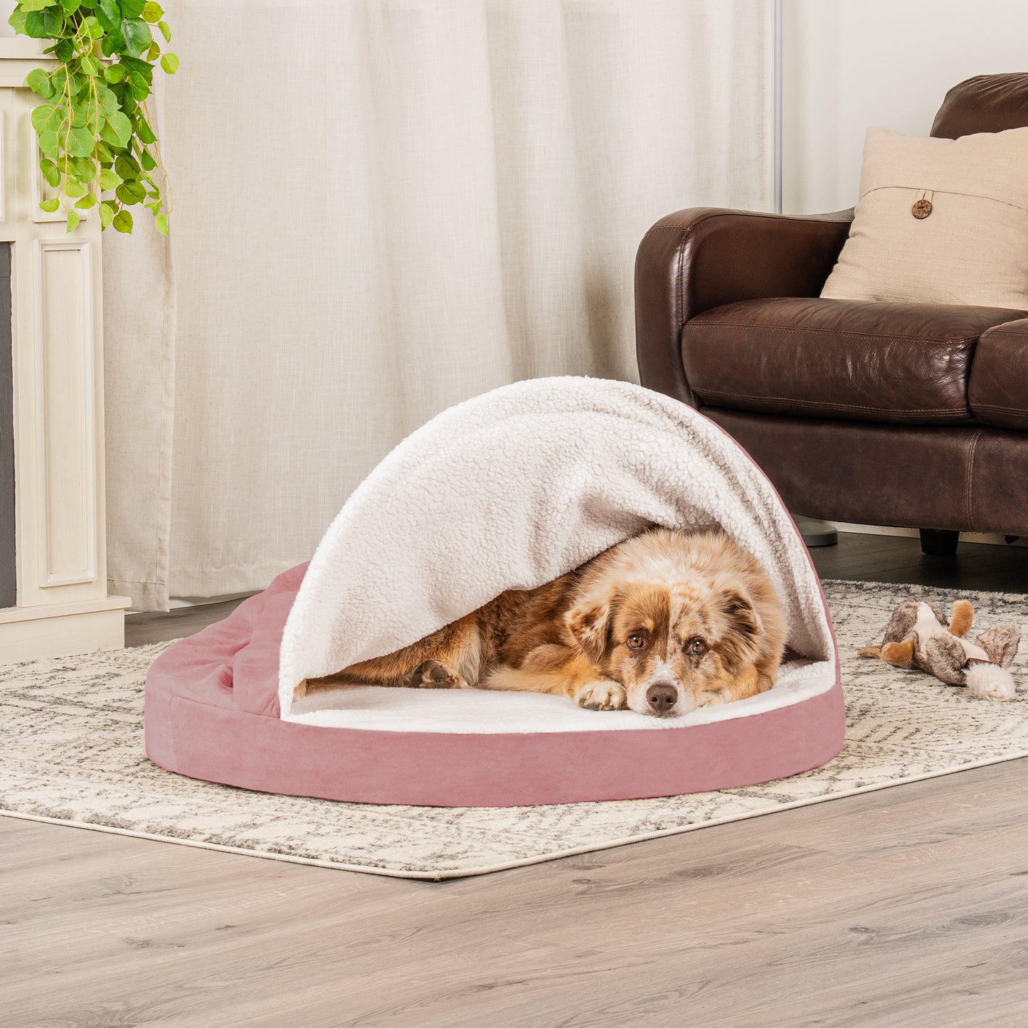 Snuggery Burrow Dog Bed - Faux Sheepskin