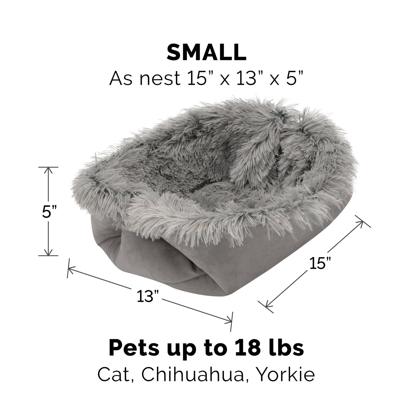 Self-Warming 4-in-1 Plush Long Faux Fur Convertible Cuddler Pet Bed