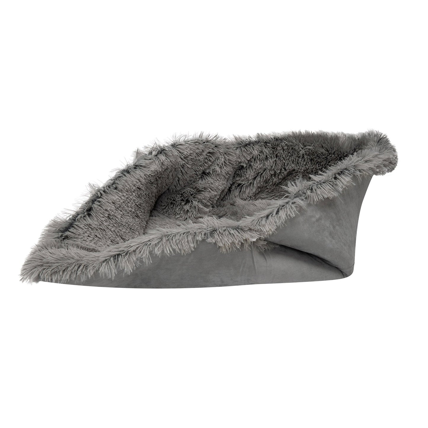 Self-Warming 4-in-1 Plush Long Faux Fur Convertible Cuddler Pet Bed