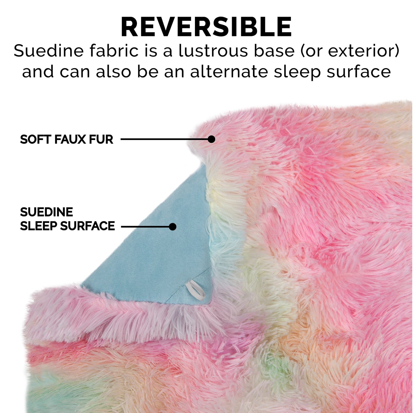 Self-Warming 4-in-1 Plush Long Faux Fur Convertible Cuddler Pet Bed