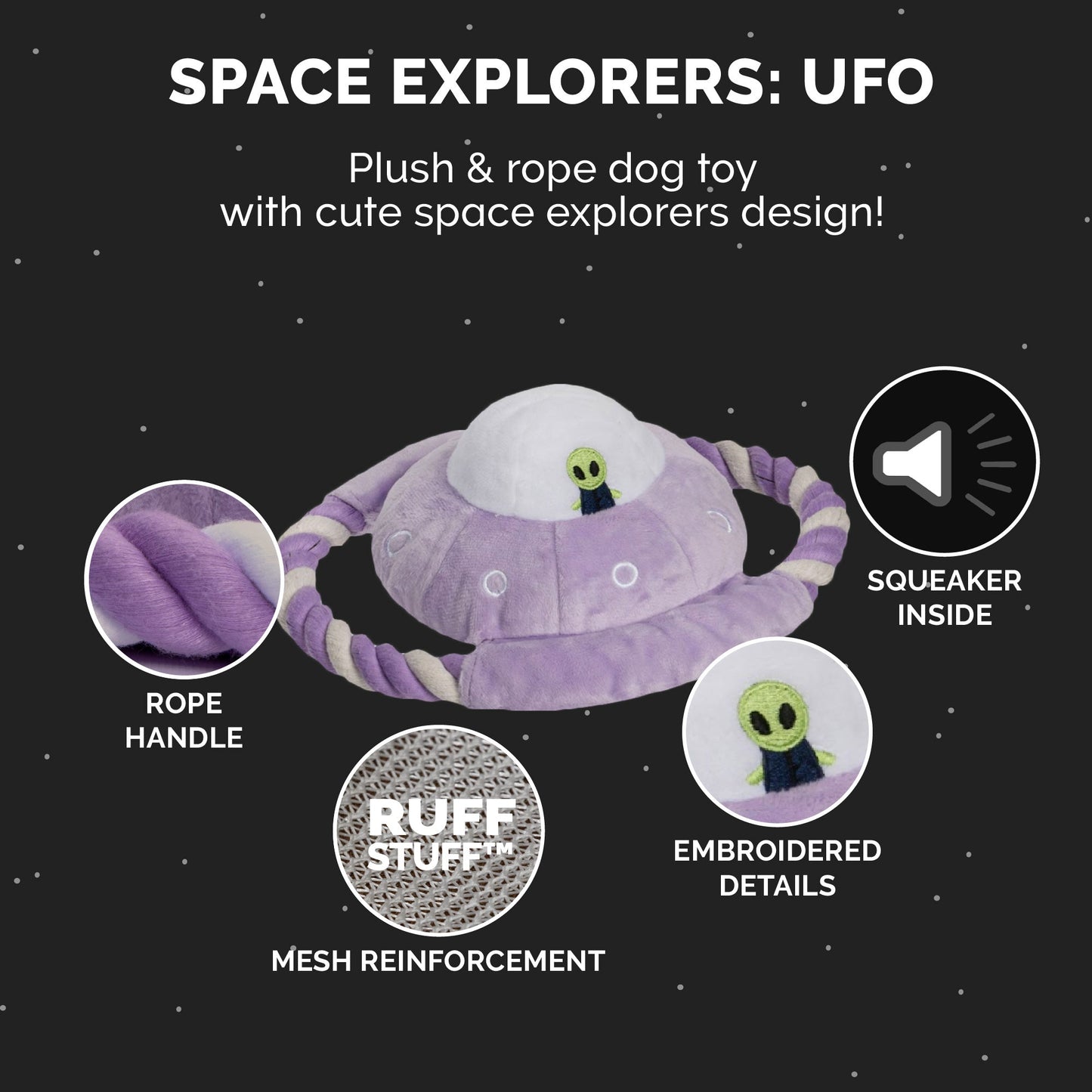 UFO Space Explorers Plush and Rope Dog Toy