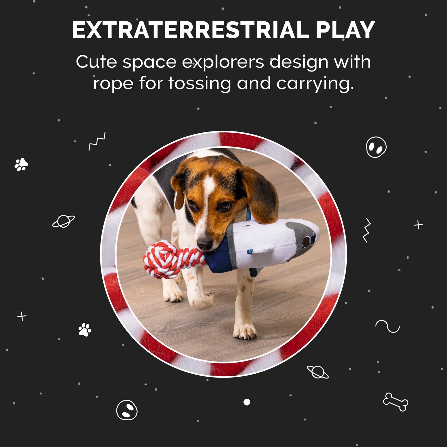 Space Shuttle Space Explorers Plush and Rope Dog Toy