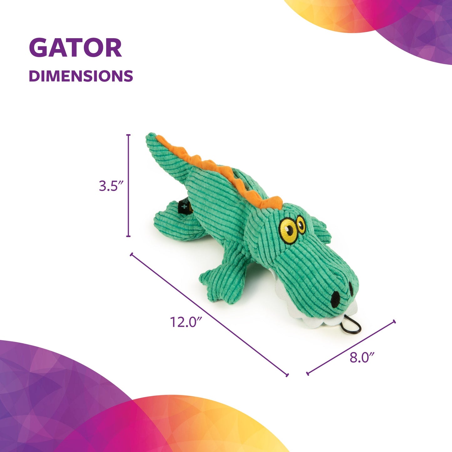 Silent Squeak Gator Plush Chew Guard Dog Toy, Teal, Large