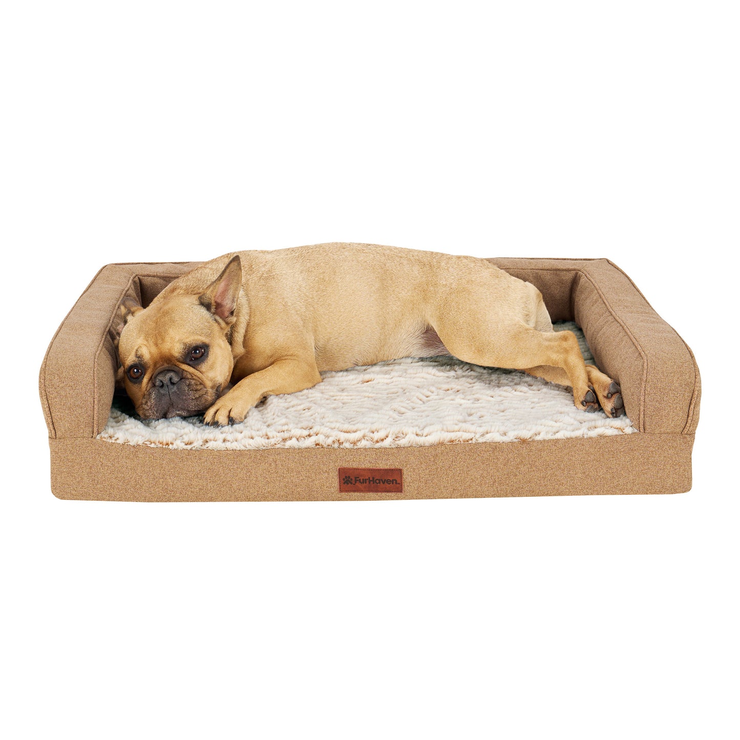 Birch Faux Fur & Soft Faux Linen Modern Sofa Pet Bed