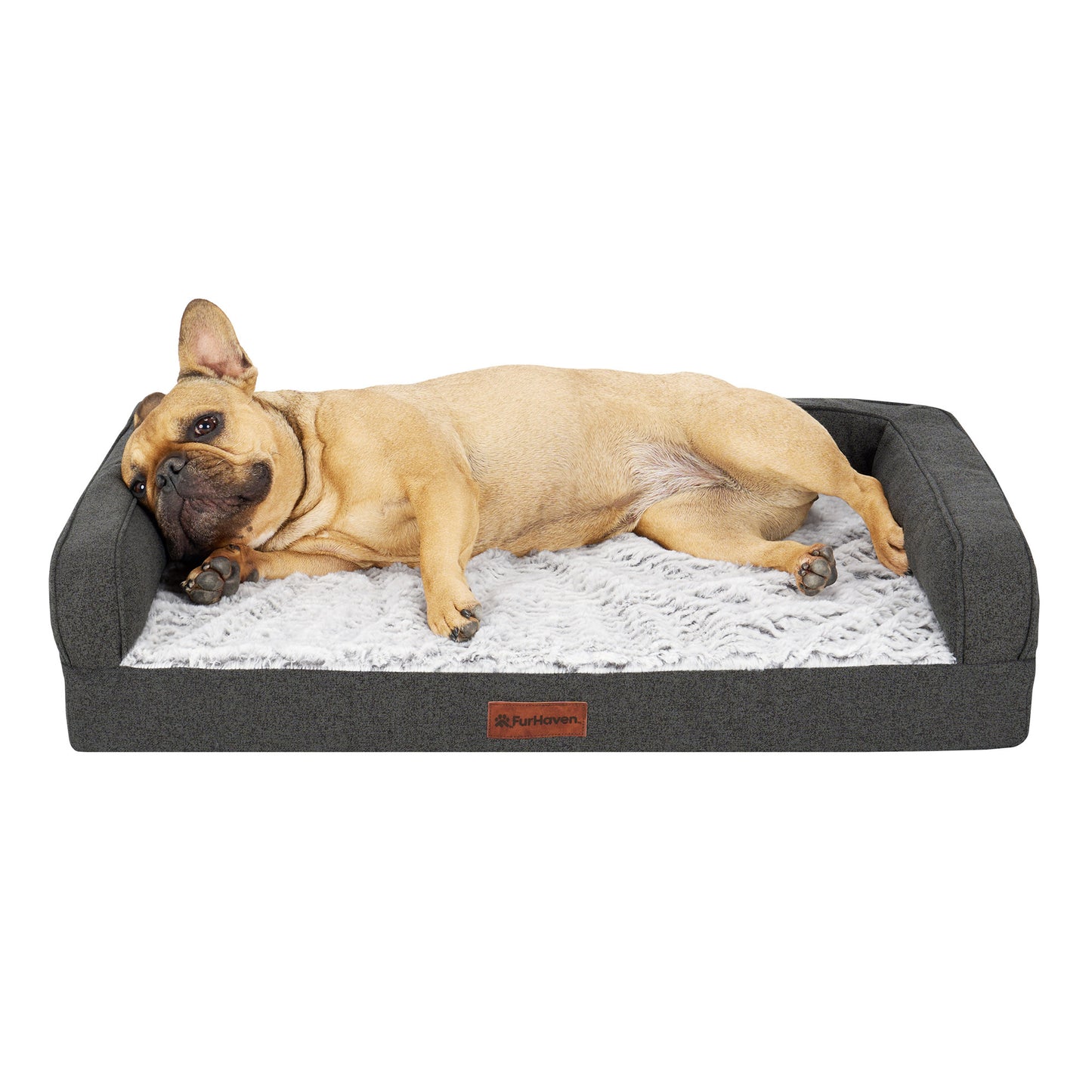 Birch Faux Fur & Soft Faux Linen Modern Sofa Pet Bed