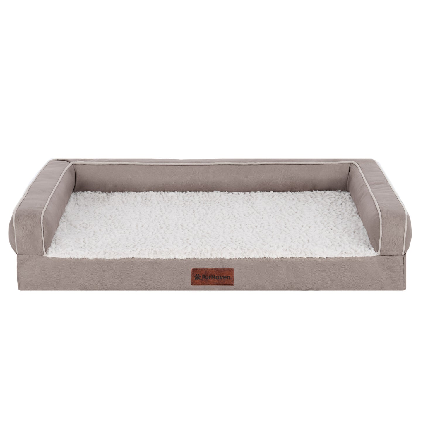 Textured Plush & Coated Poly Modern Sofa Pet Bed