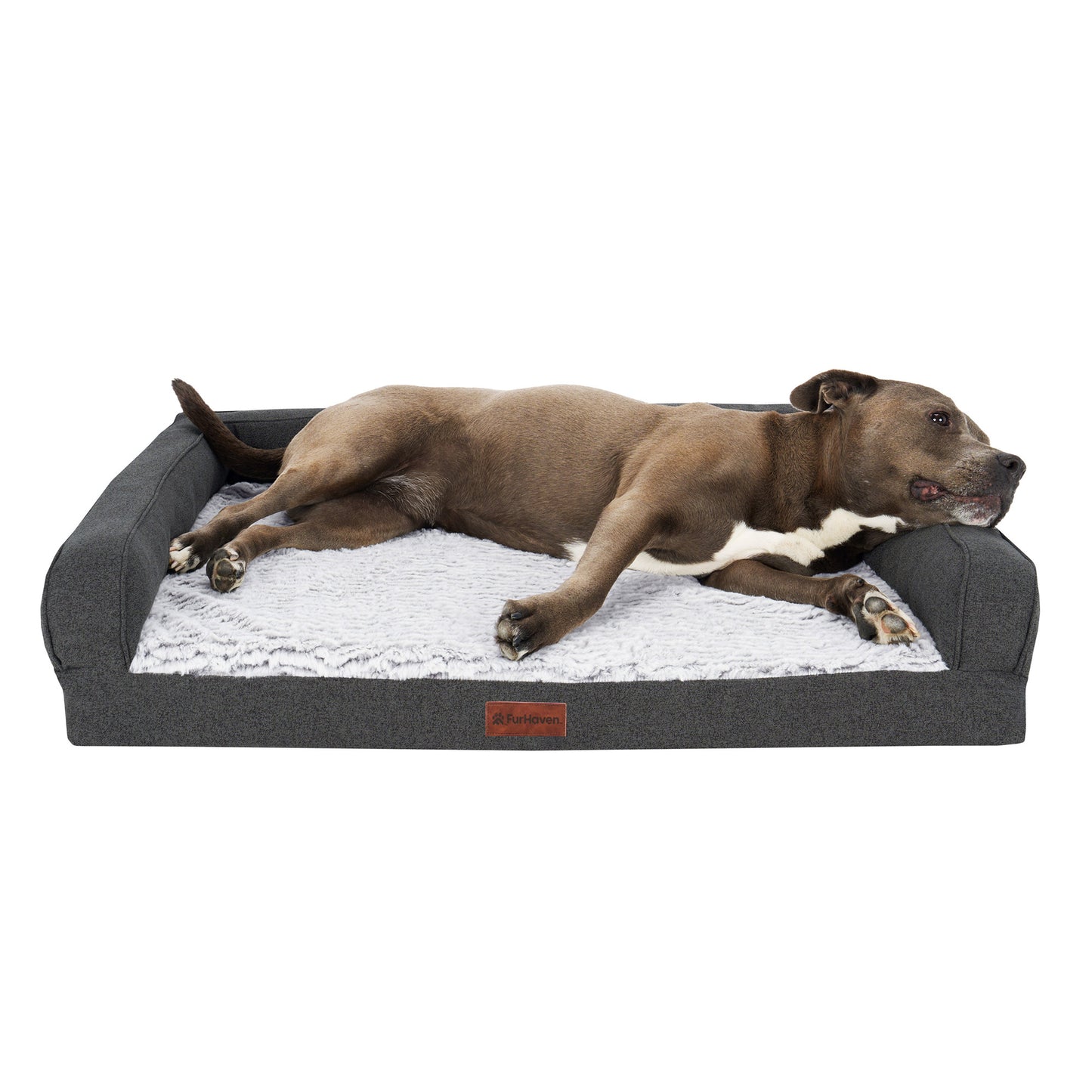 Birch Faux Fur & Soft Faux Linen Modern Sofa Pet Bed