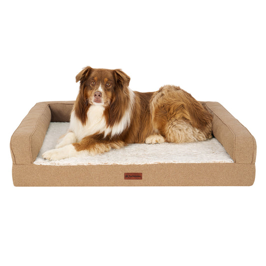 Birch Faux Fur & Soft Faux Linen Modern Sofa Pet Bed