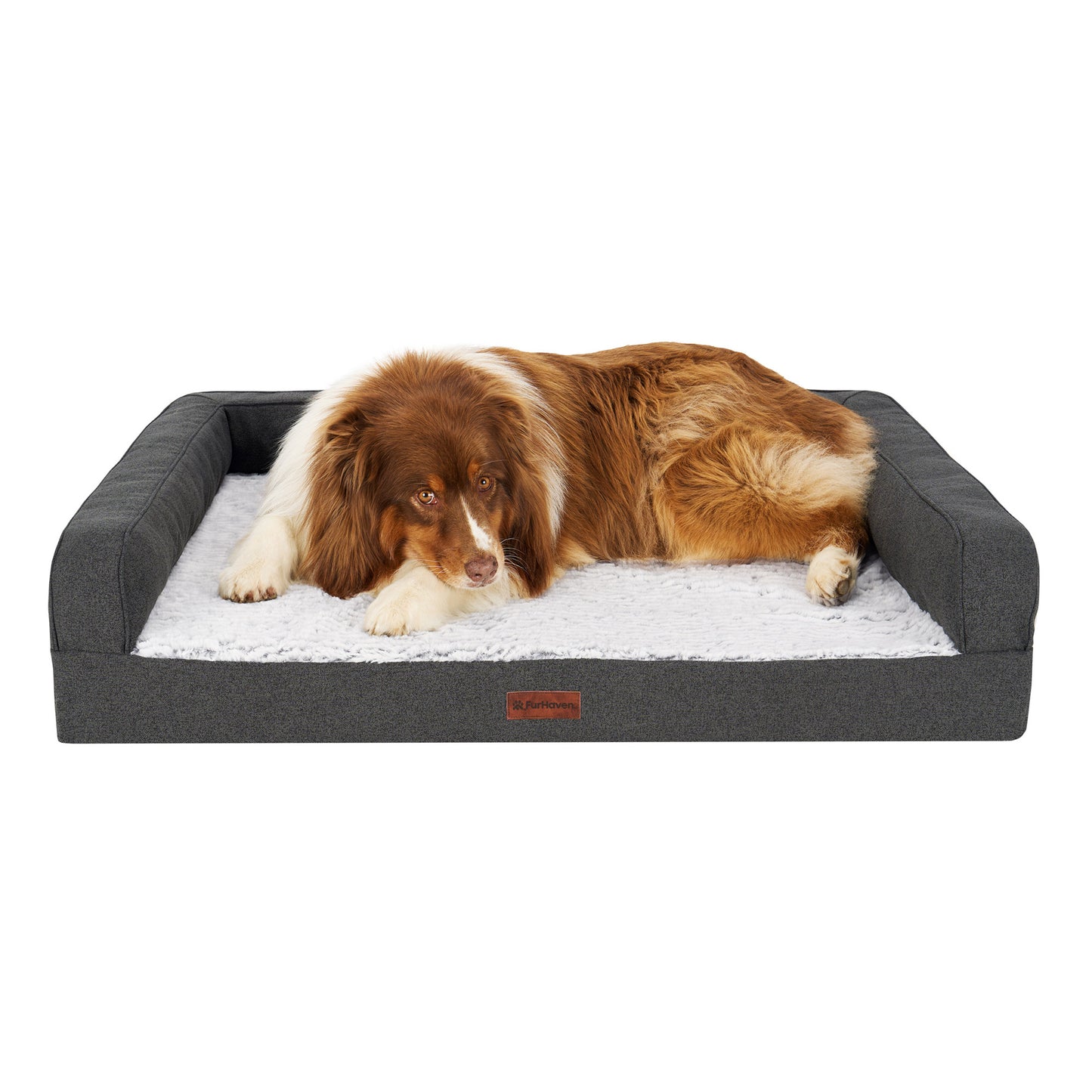 Birch Faux Fur & Soft Faux Linen Modern Sofa Pet Bed