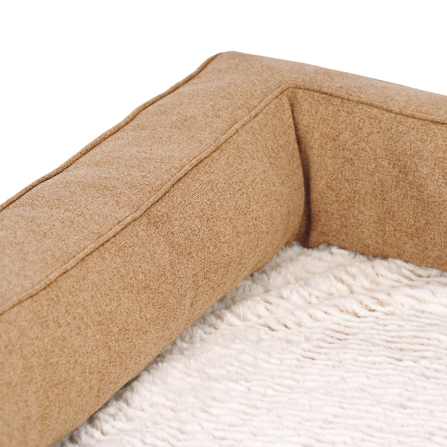 Birch Faux Fur & Soft Faux Linen Modern Sofa Pet Bed