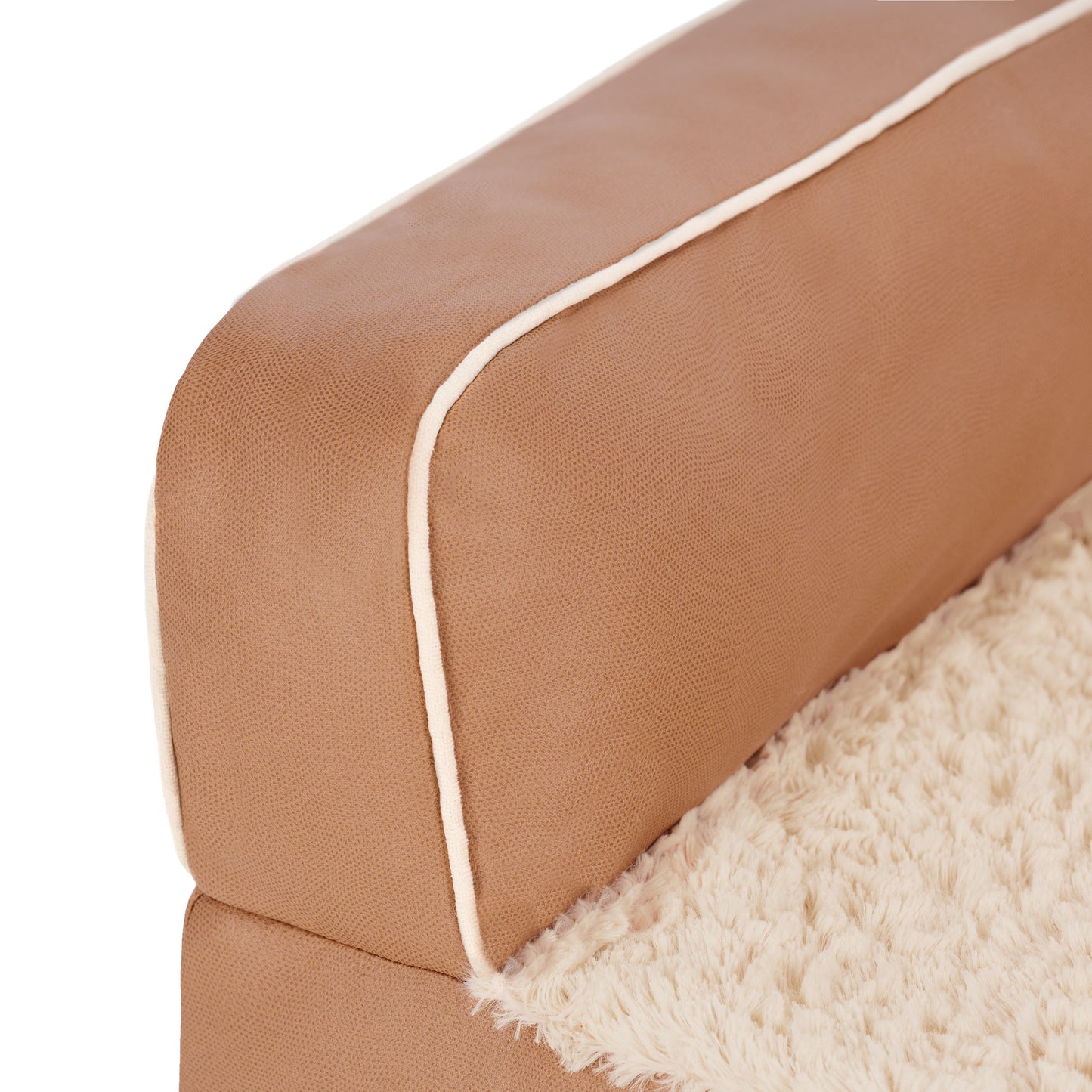 Textured Plush & Coated Poly Modern Sofa Pet Bed