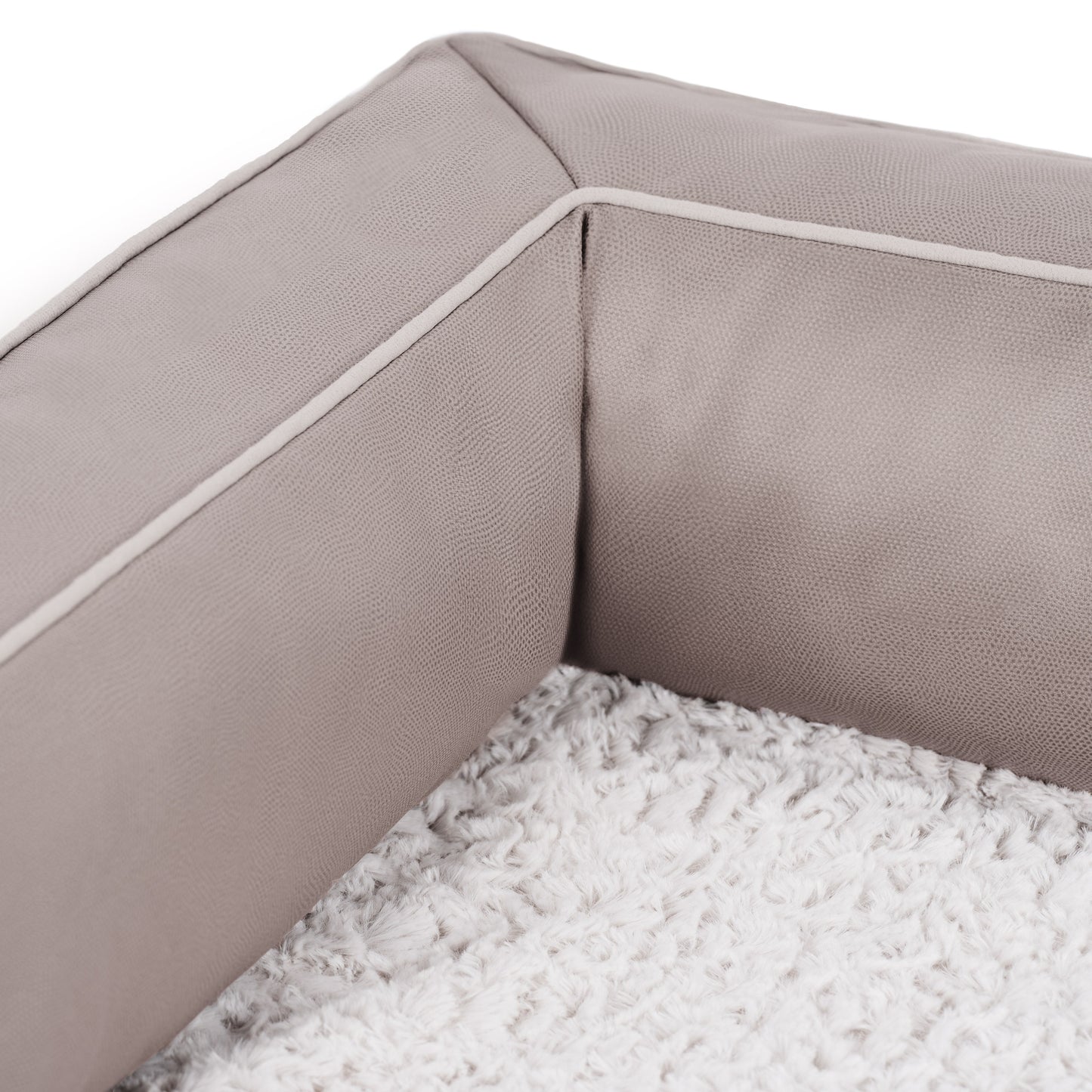 Textured Plush & Coated Poly Modern Sofa Pet Bed