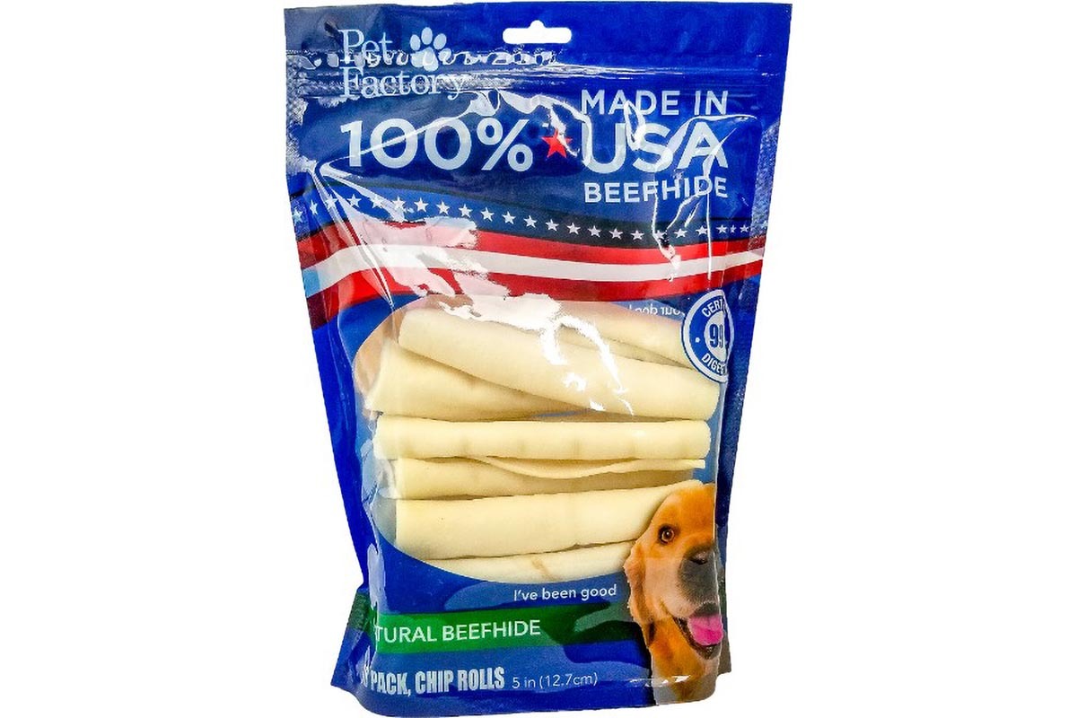 Pet Factory - Made in USA Beefhide Chip Rolls 5 inch Flavored Dog Treats
