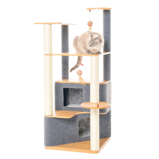 Ascentials by FurHaven Luxe Suite Cat Tower (48”-58”), Customizable Multi-Level Indoor Cat Tree