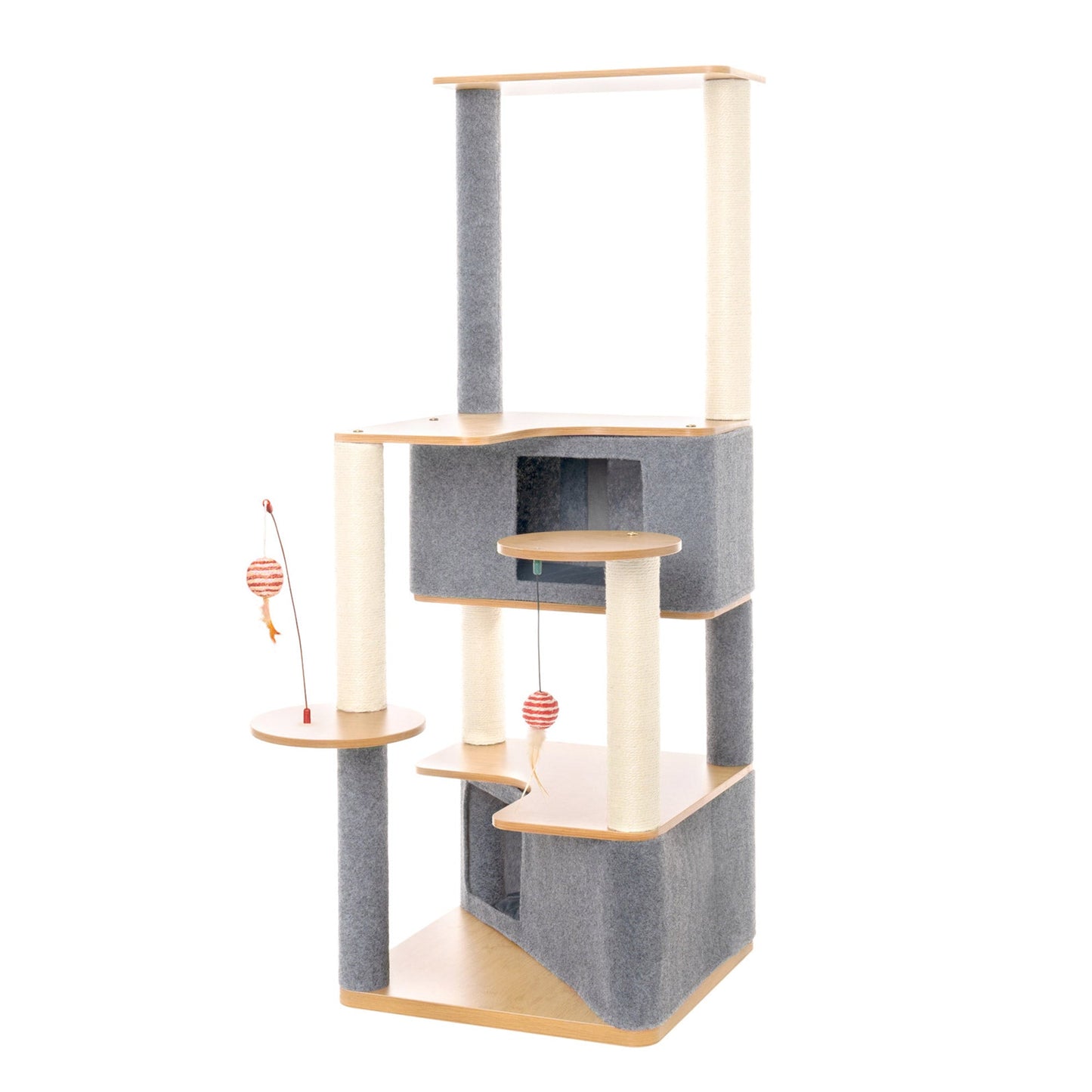 Ascentials by FurHaven Luxe Suite Cat Tower (48”-58”), Customizable Multi-Level Indoor Cat Tree