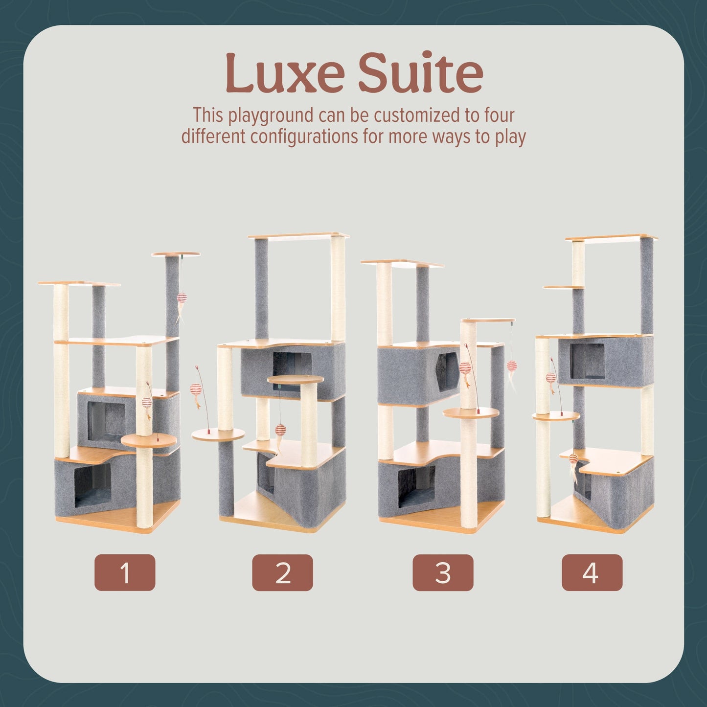 Ascentials by FurHaven Luxe Suite Cat Tower (48”-58”), Customizable Multi-Level Indoor Cat Tree