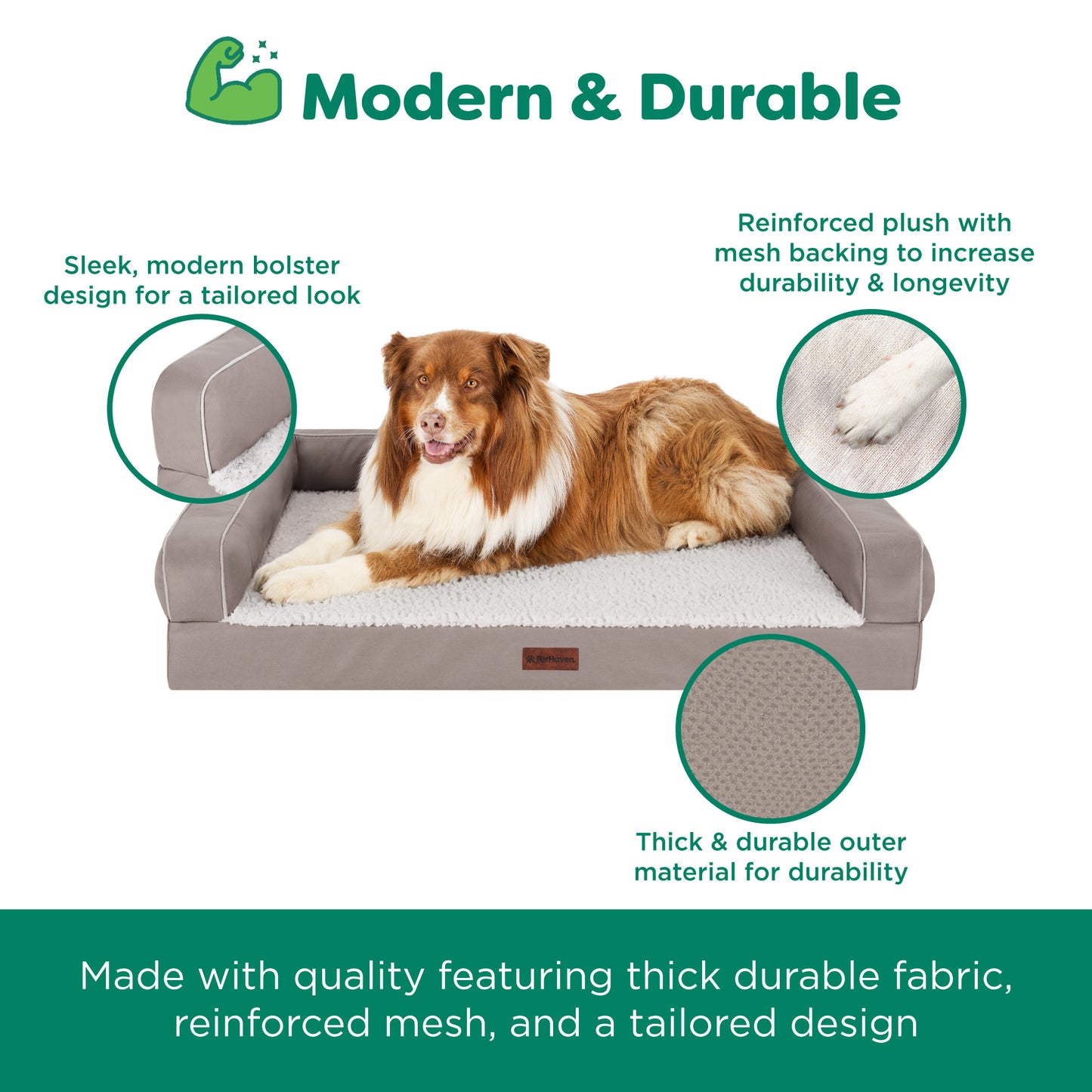 Textured Plush & Coated Poly Modern Sofa Pet Bed