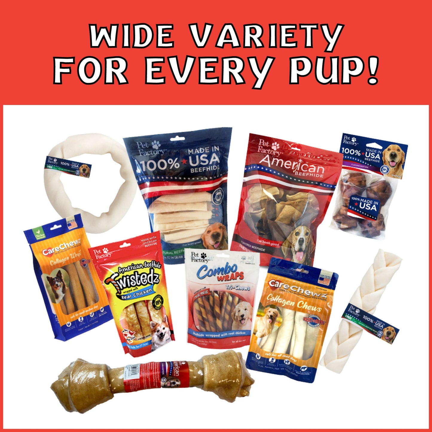 Pet Factory - Twistedz American Beefhide Bones with Meat Wrap Dog Treats