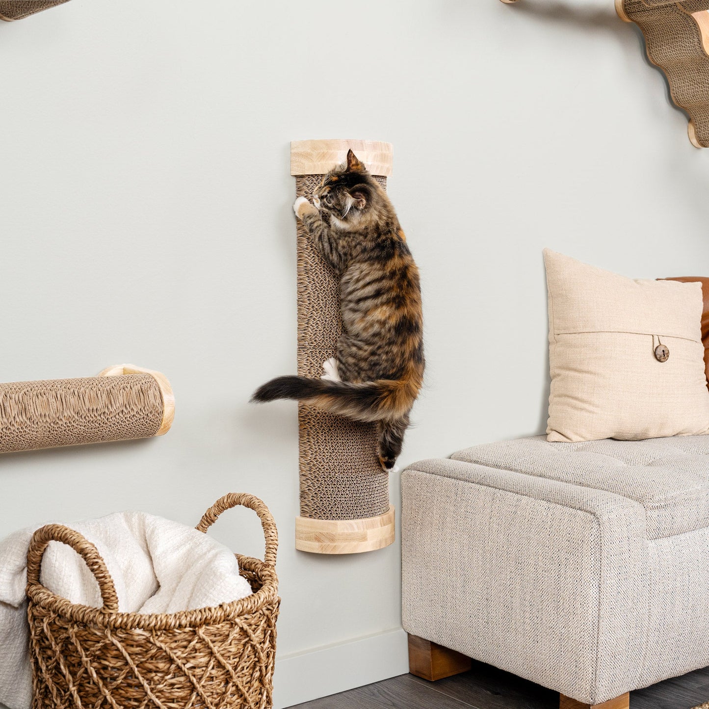 Ascentials by FurHaven Tree Hugger Wall-Mounted Corrugated Cat Post Vertical Scartcher (28”)