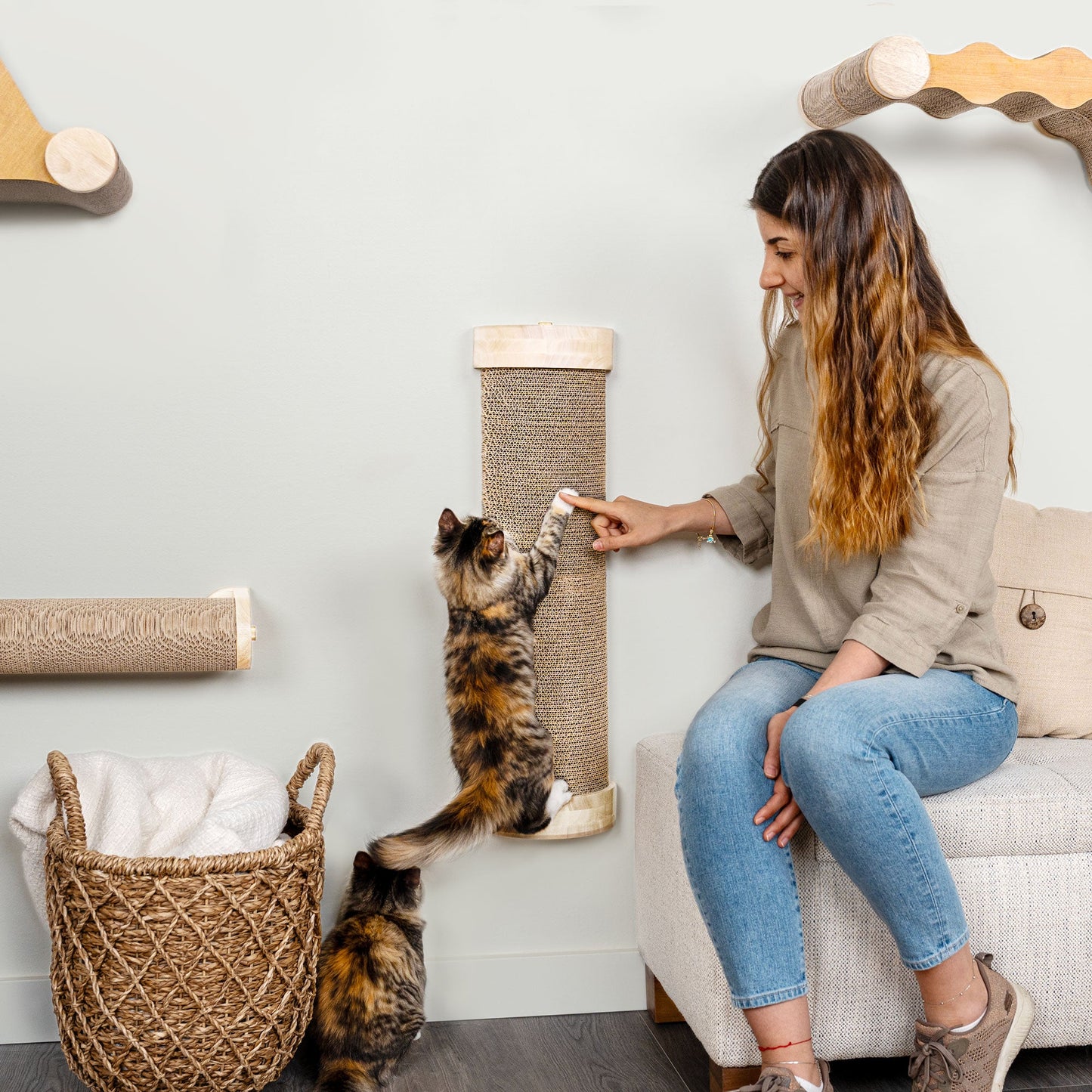 Ascentials by FurHaven Tree Hugger Wall-Mounted Corrugated Cat Post Vertical Scartcher (28”)