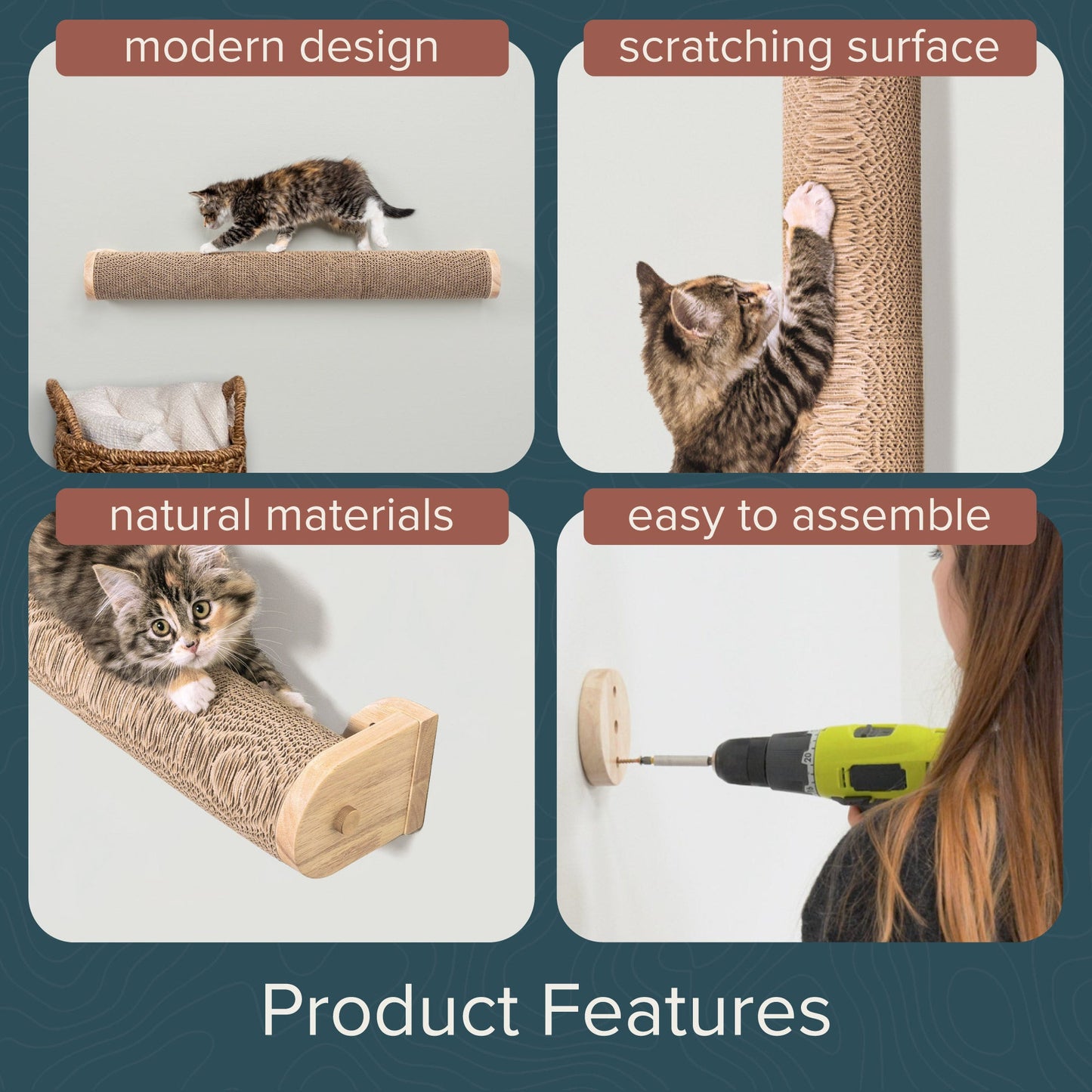 Ascentials by FurHaven Moonbeam Path Wall-Mounted Corrugated Cat Scratcher (32”)