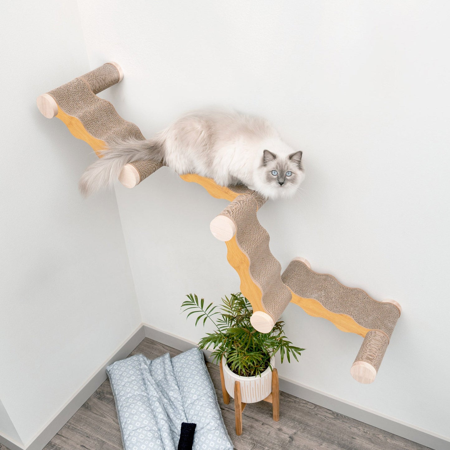 Ascentials by FurHaven Wall-Mounted Modular Scratching Perch Wave Cat Ramp (60”)