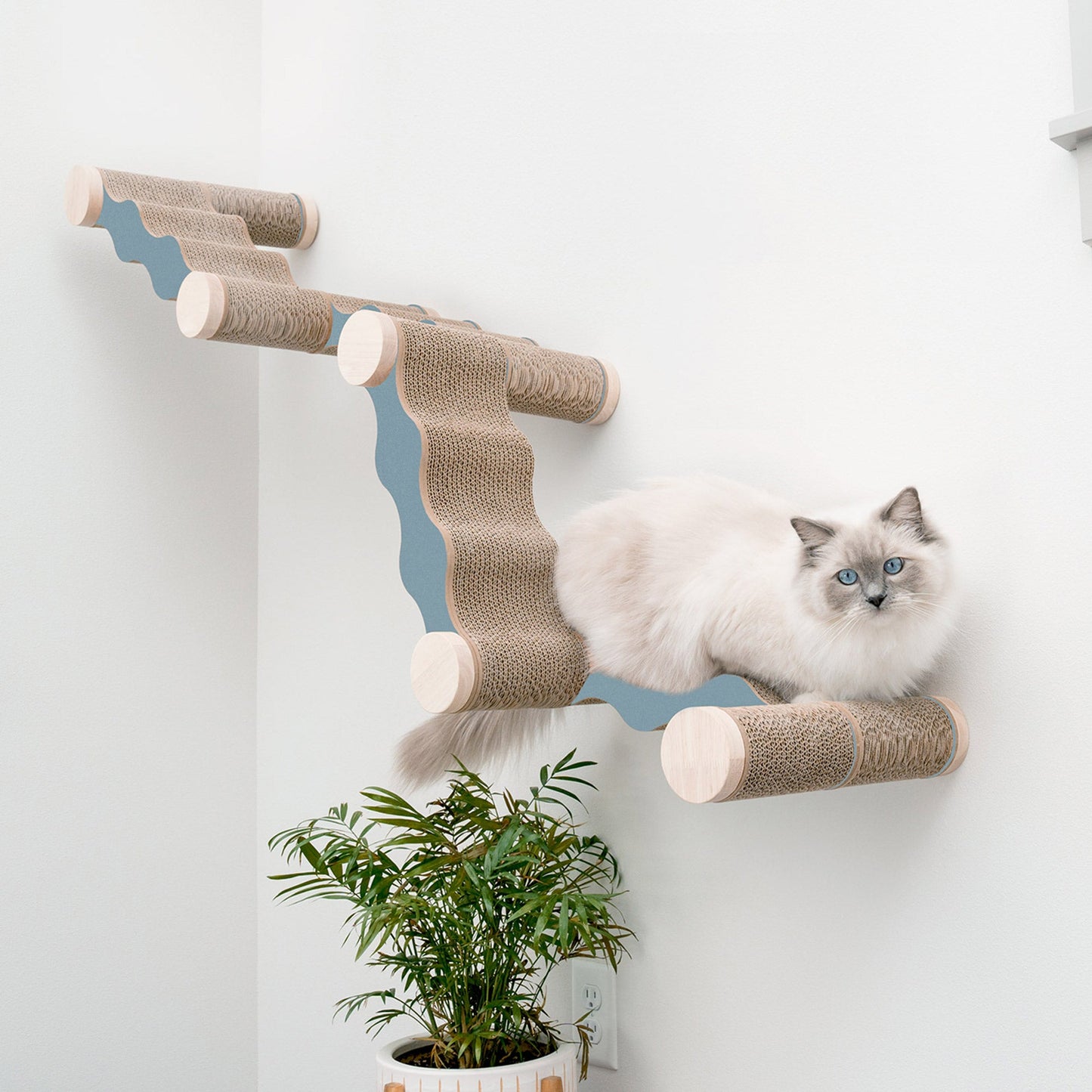 Ascentials by FurHaven Wall-Mounted Modular Scratching Perch Wave Cat Ramp (60”)