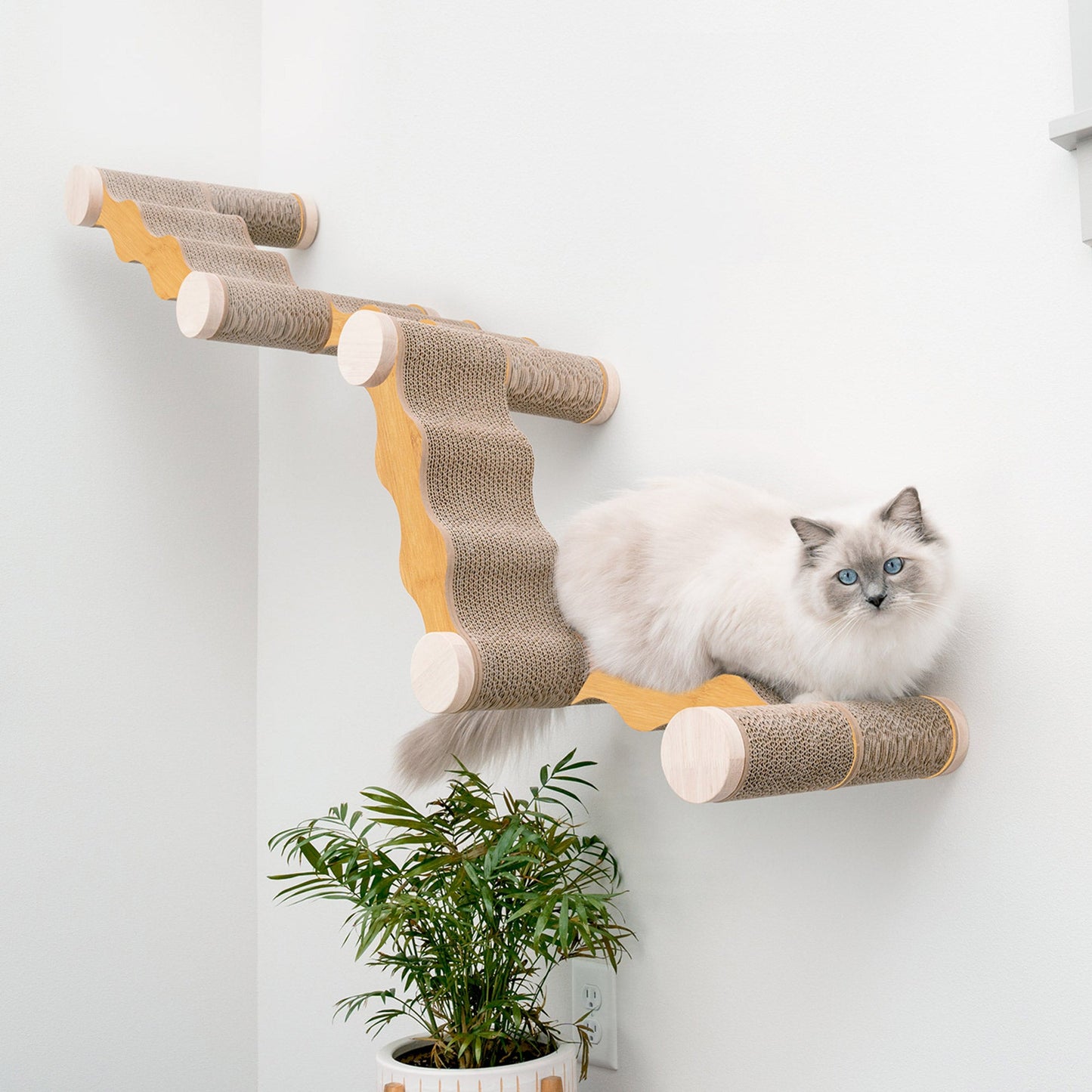 Ascentials by FurHaven Wall-Mounted Modular Scratching Perch Wave Cat Ramp (60”)