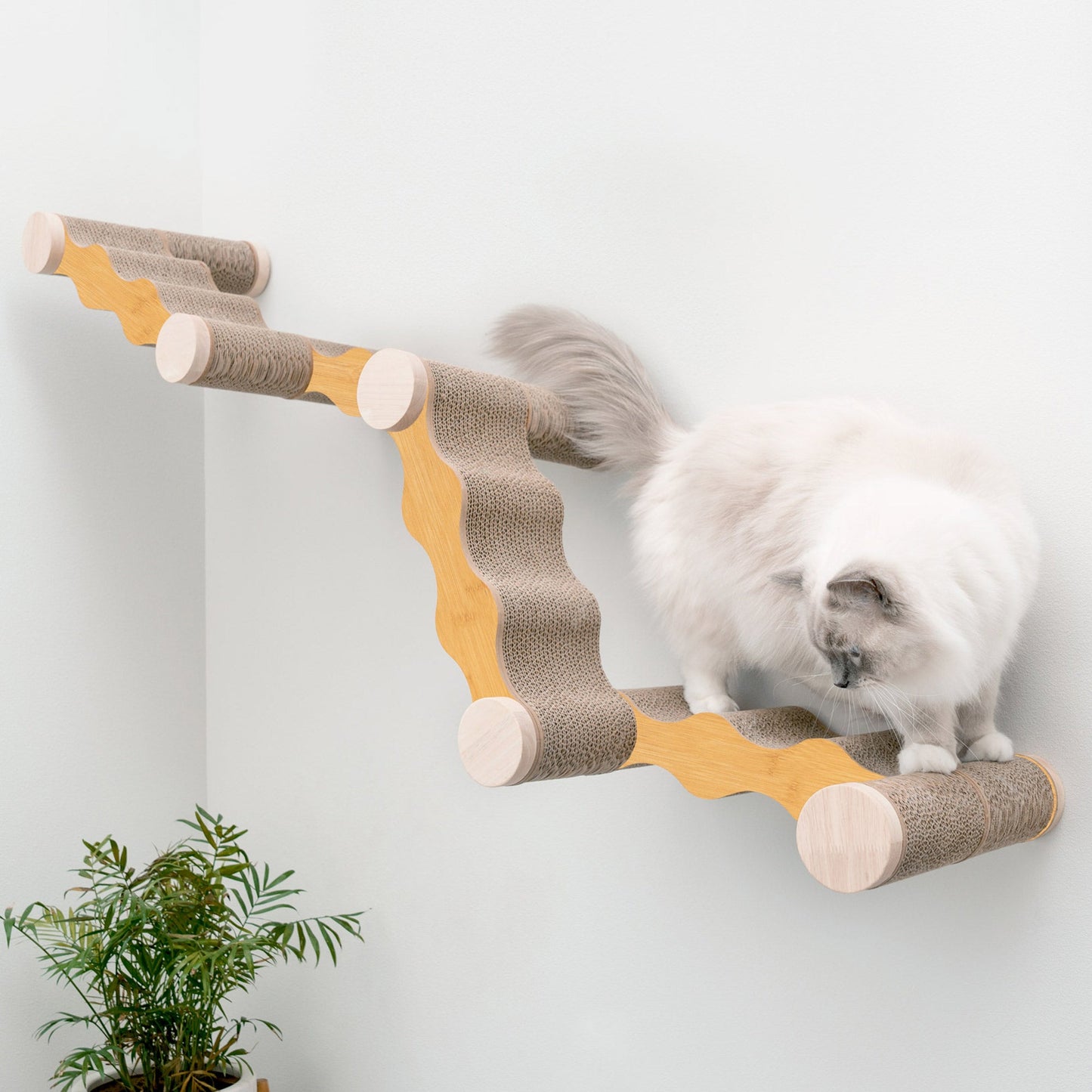 Ascentials by FurHaven Wall-Mounted Modular Scratching Perch Wave Cat Ramp (60”)